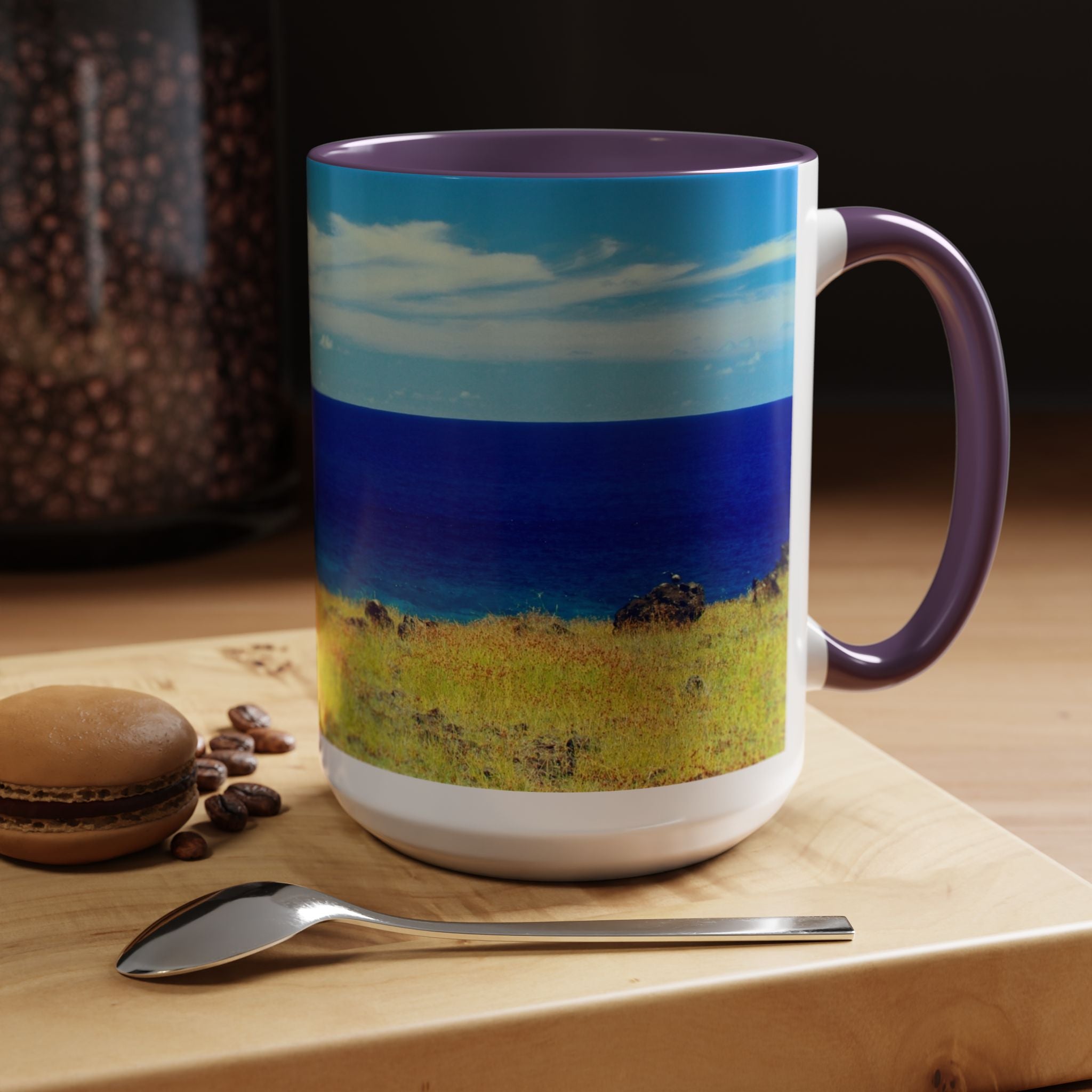 Coastal Landscape Accent Coffee Mug – Ocean View Beach Scene (11/15oz)
