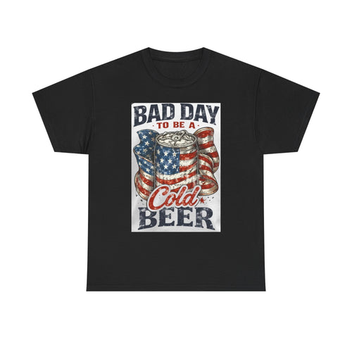 Bad Day to Be a Cold Beer T-Shirt — American Flag Beer Can Graphic Tee