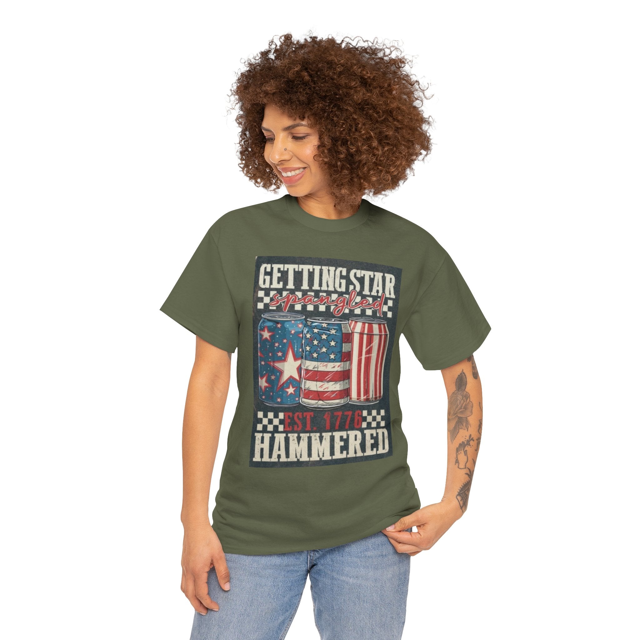 Getting Star Hammered Tee — Patriotic 4th of July Beer Can T-Shirt (Est. 1776)