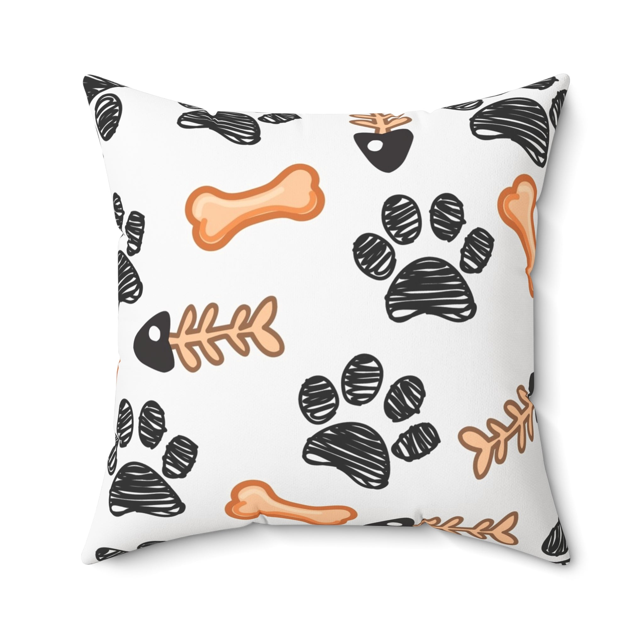 Dog Paw & Bones Decorative Throw Pillow — Pet Lover