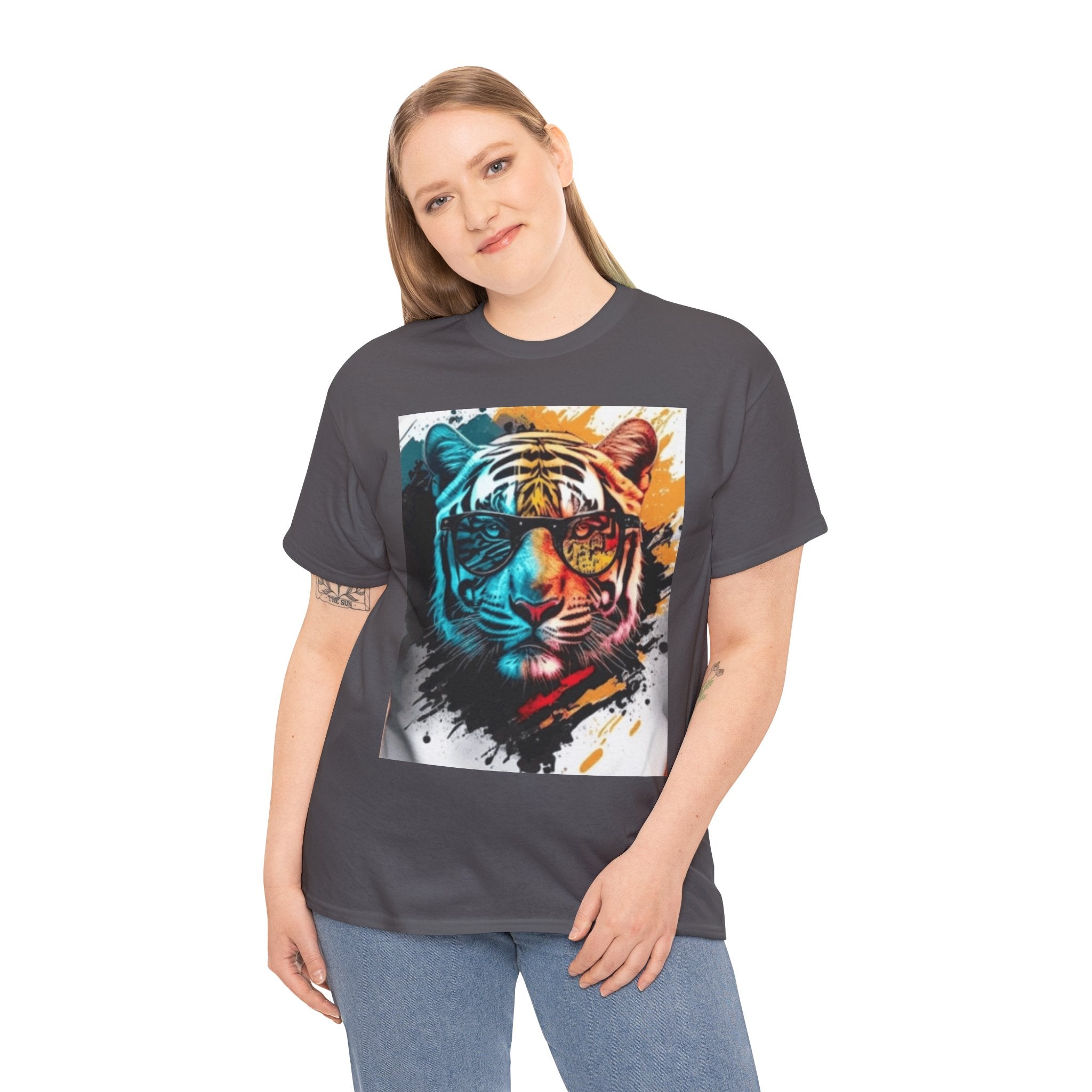 Tiger Portrait T-Shirt — Colorful Abstract Tiger Face Tee