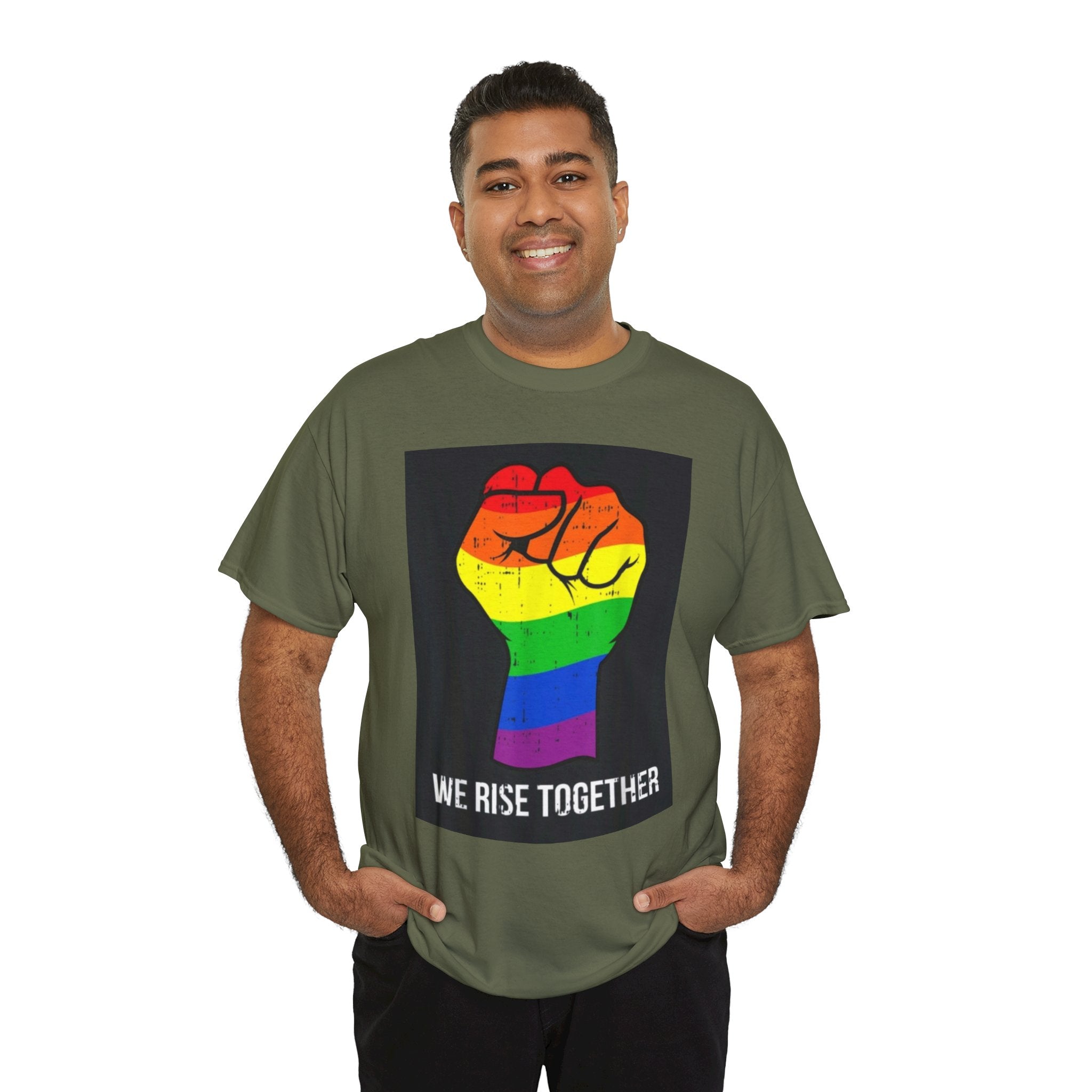 We Rise Together Rainbow Fist T-Shirt