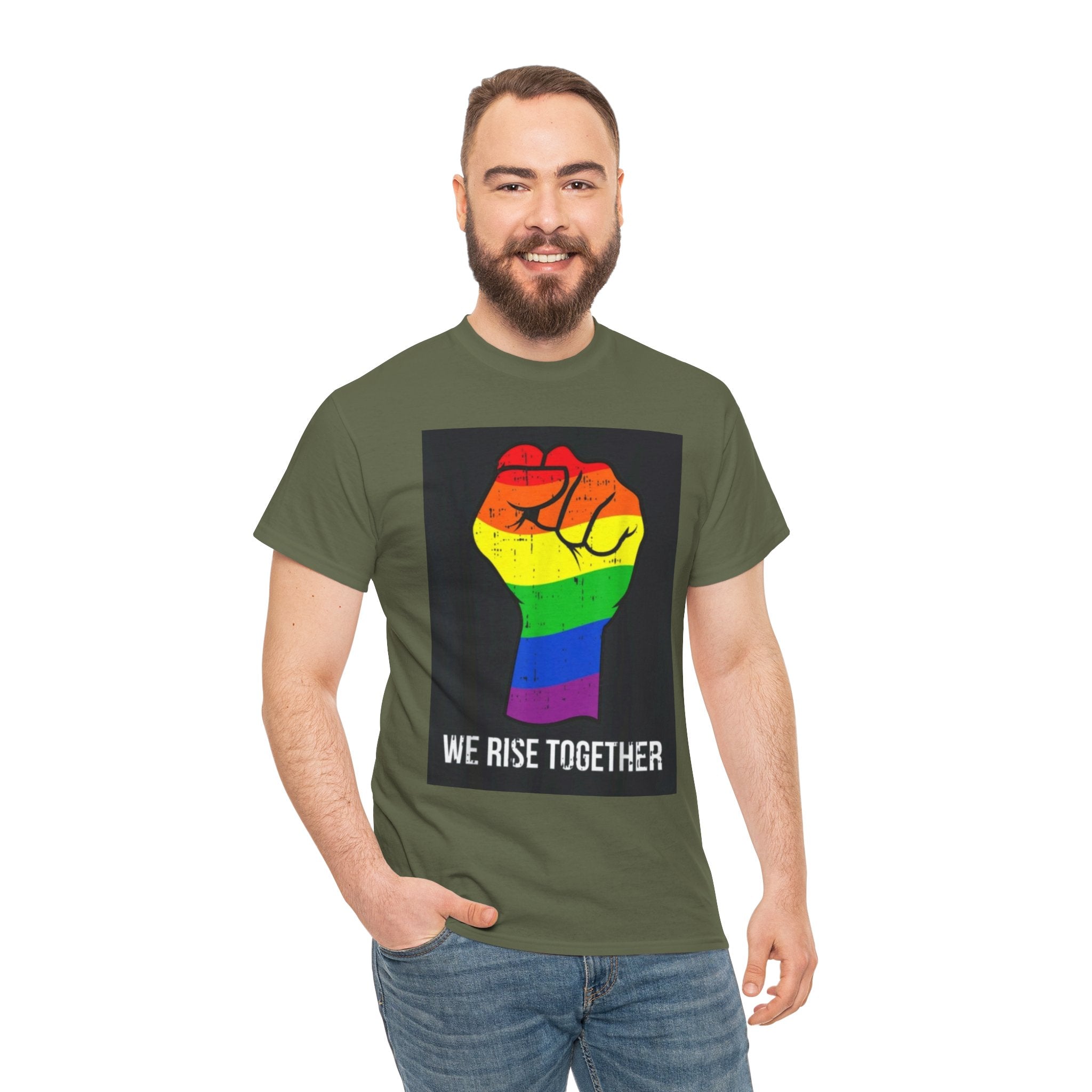 We Rise Together Rainbow Fist T-Shirt