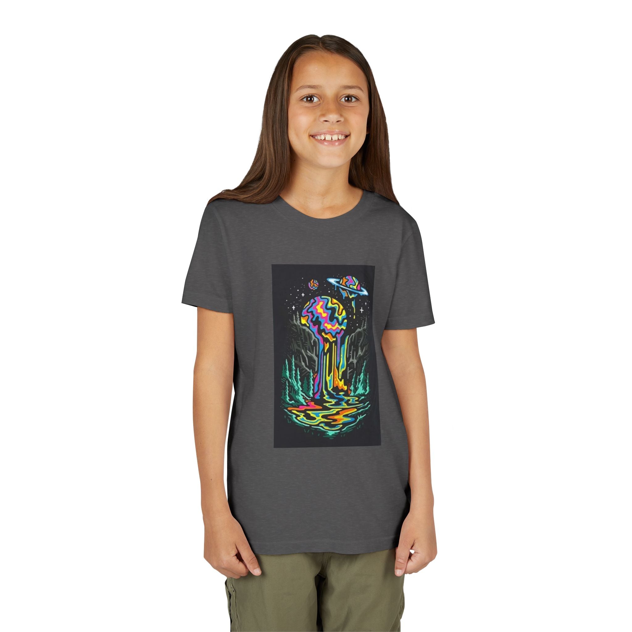 Youth Tee — Neon Drip Planet Space Graphic