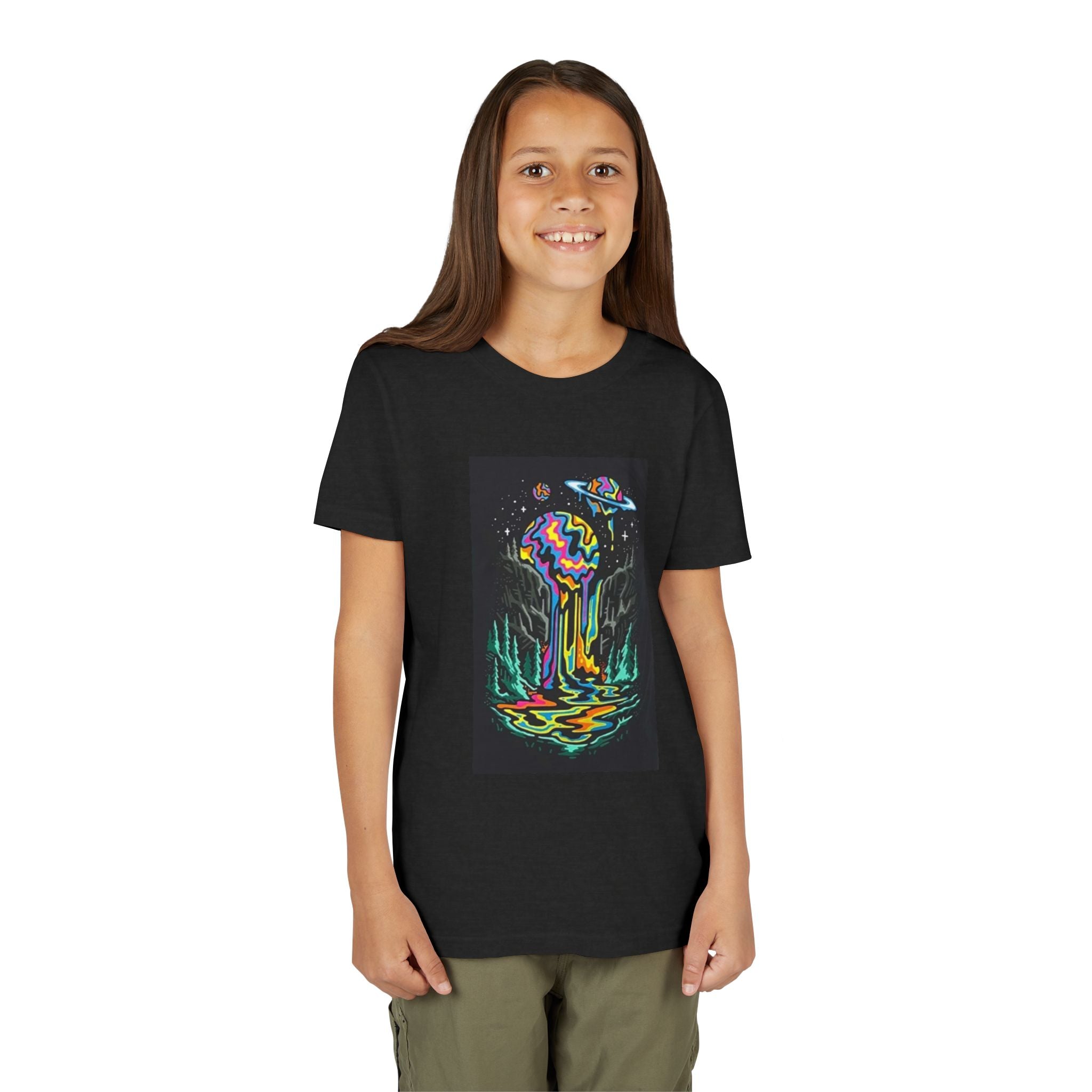 Youth Tee — Neon Drip Planet Space Graphic