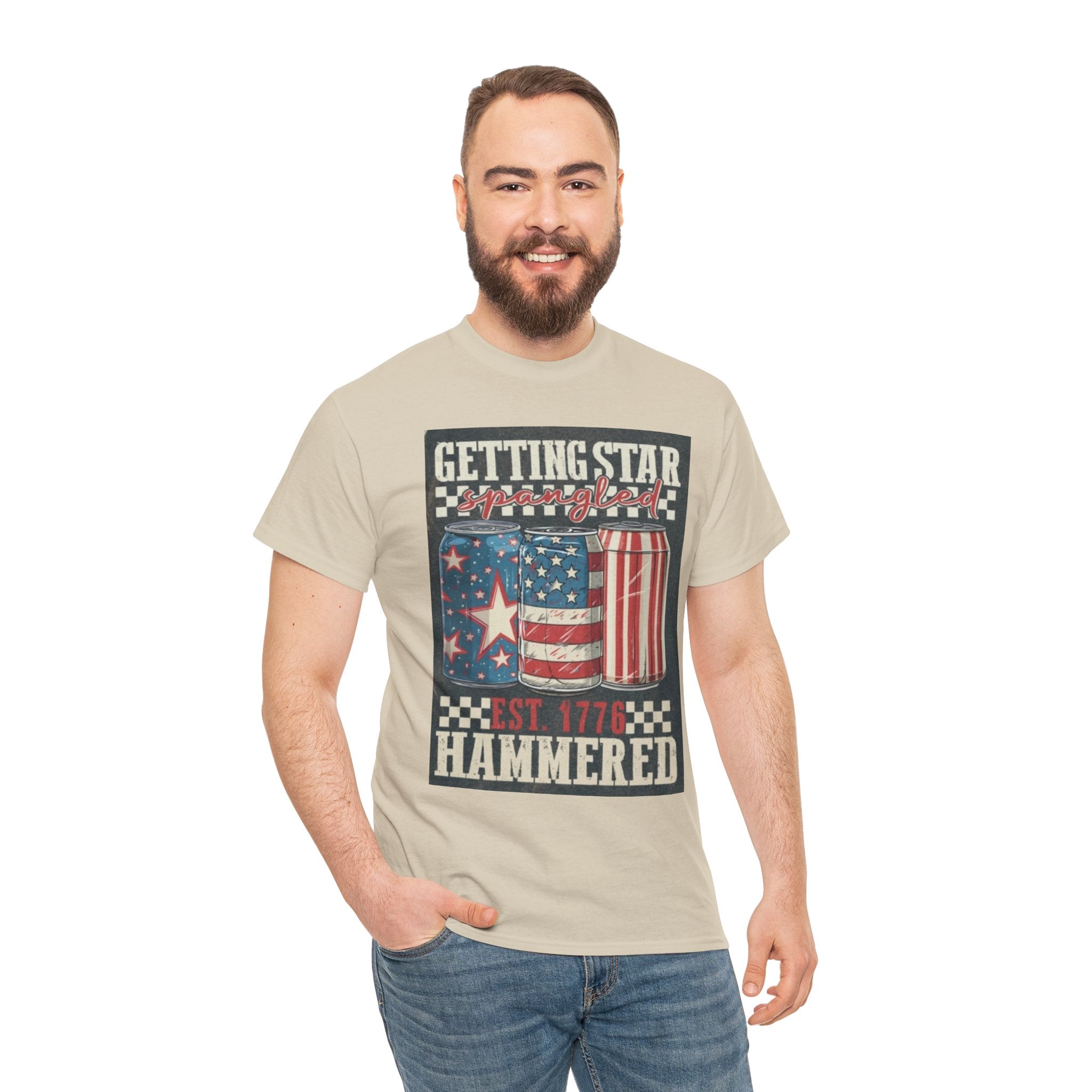 Getting Star Hammered Tee — Patriotic 4th of July Beer Can T-Shirt (Est. 1776)