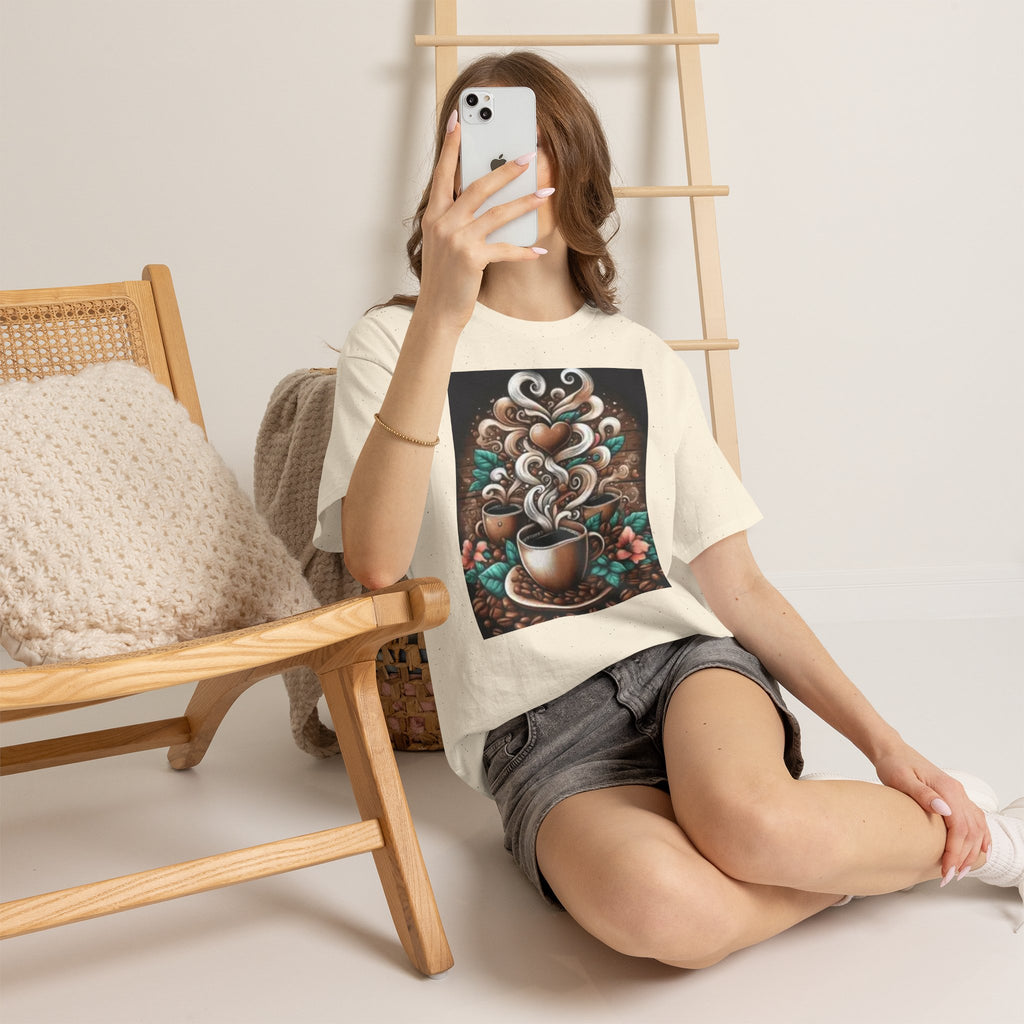 Coffee Cup T-Shirt — Whimsical Steaming Heart Coffee Design