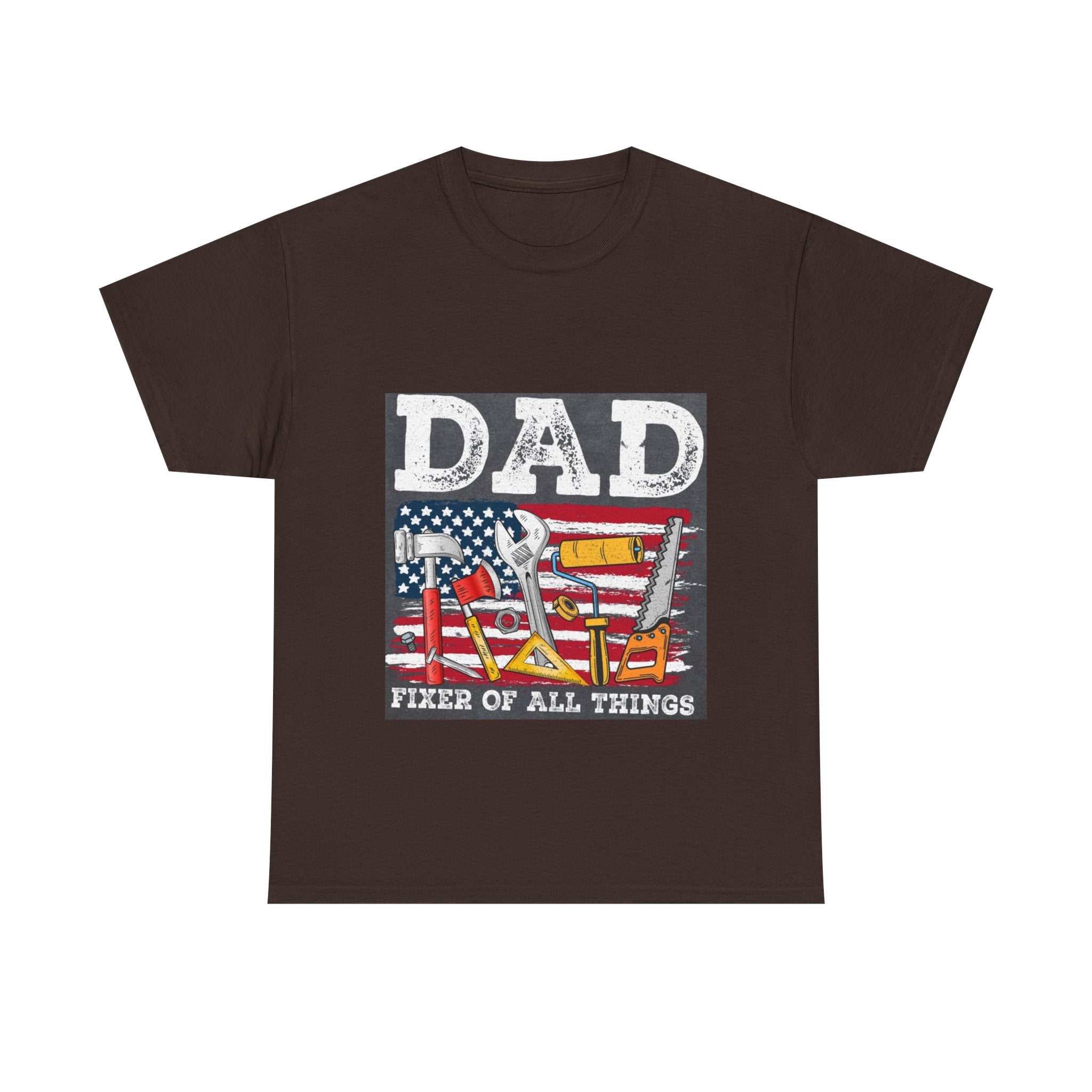 Dad Fixer Of All Things T-Shirt — American Flag Tool Graphic Tee for Fathers