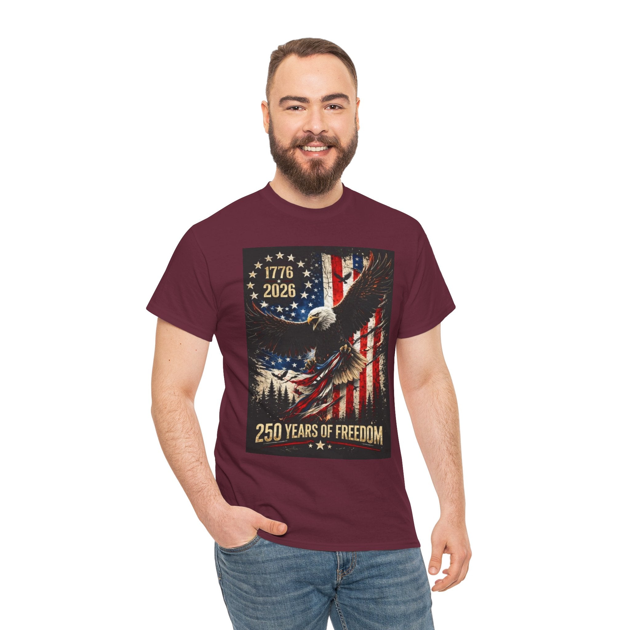 Patriotic Tee — 1776–2026 Bald Eagle "250 Years of Freedom" Shirt