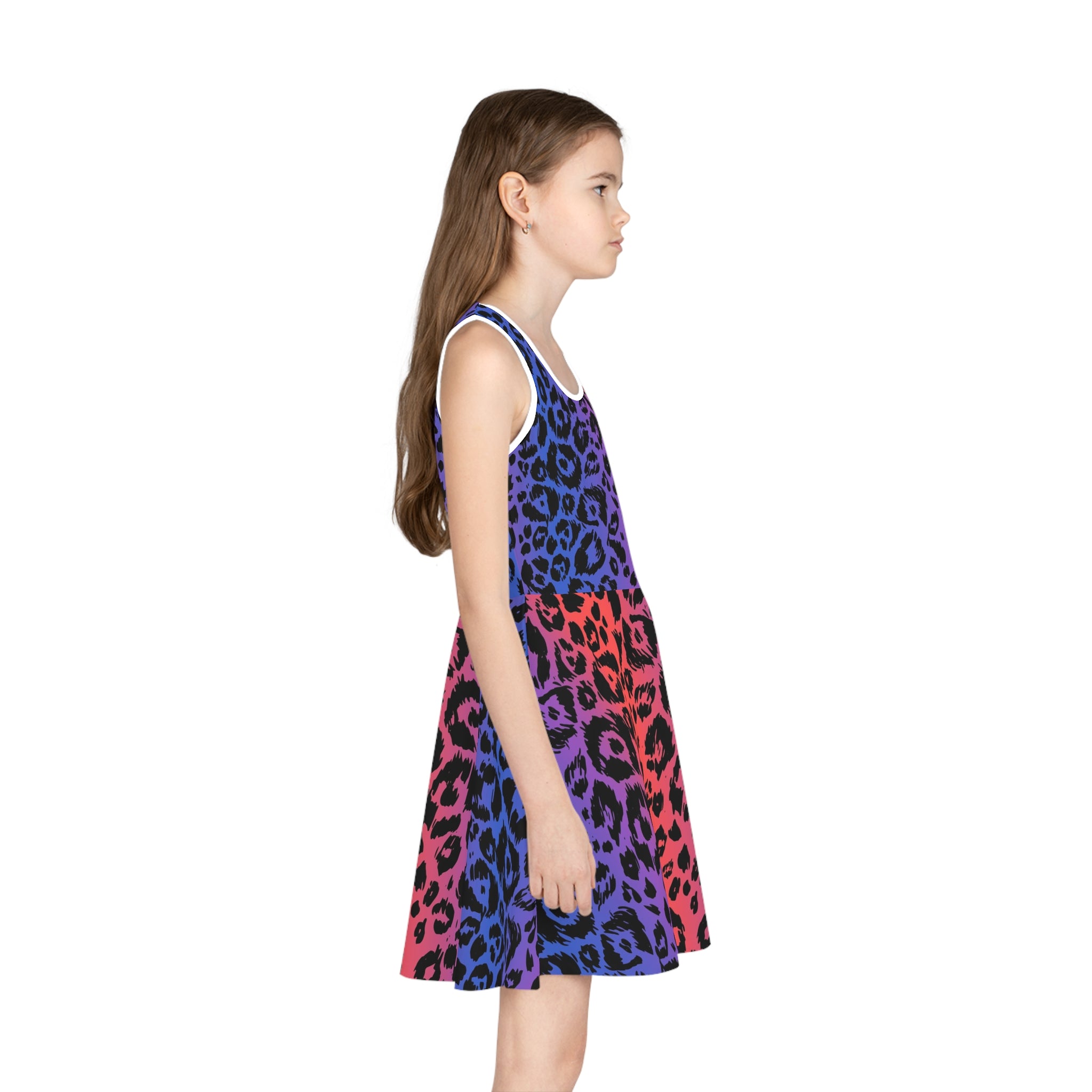 Girls' Leopard Print Sundress — Rainbow Ombre Twirl Dress