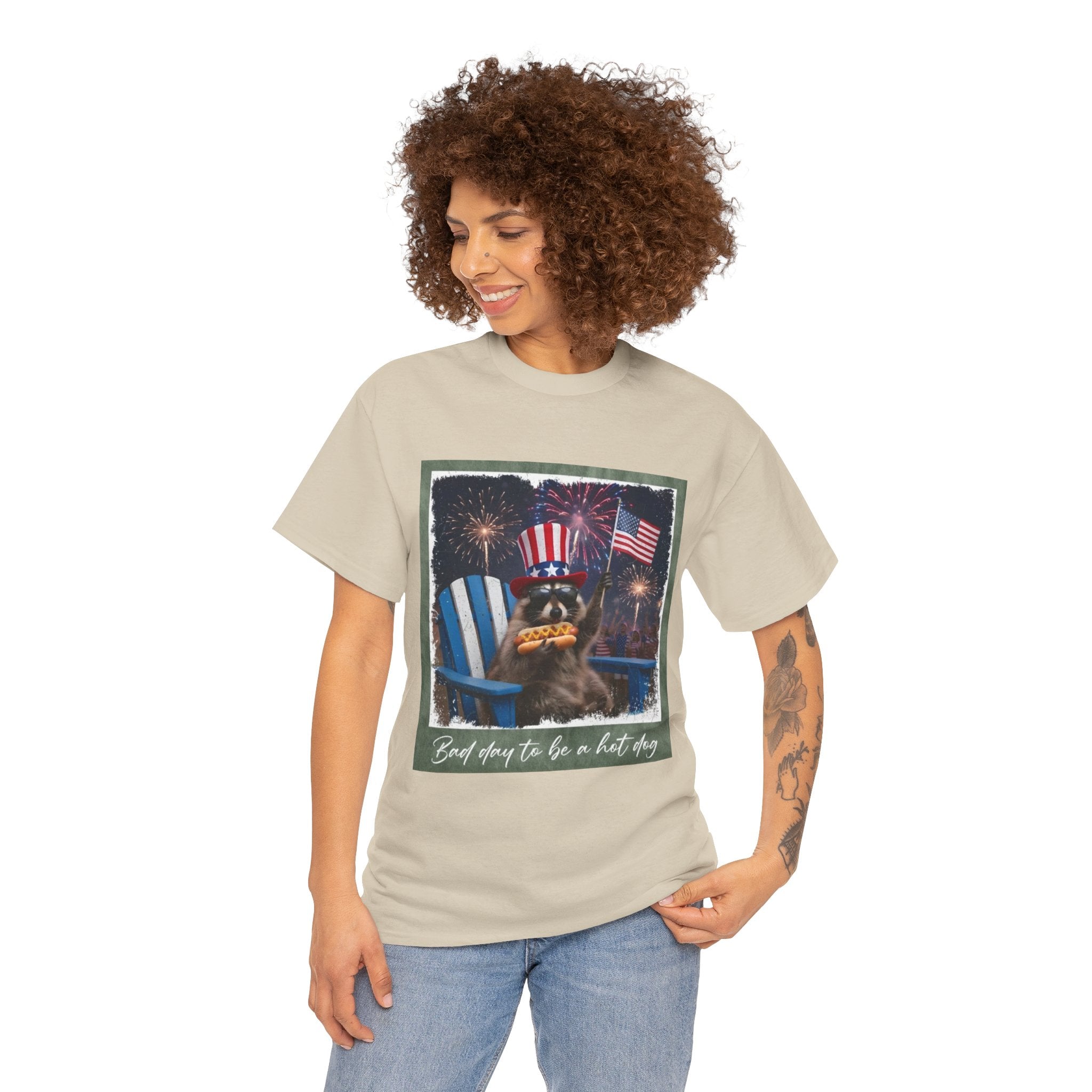 Patriotic Uncle Sam Bear T-Shirt — 'God Spares Us to Be a Hot Dog' 4th of July Tee