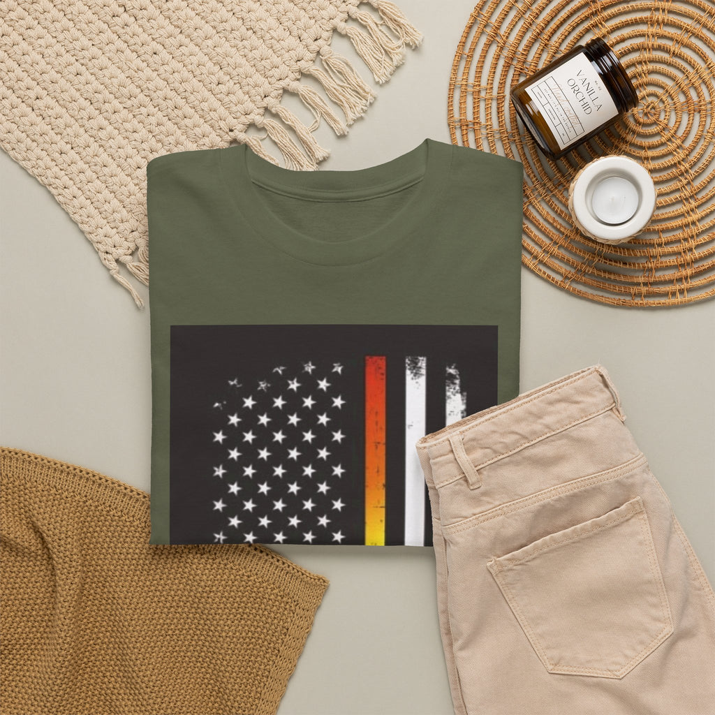 LGBTQ+ Pride Flag T‑Shirt — Distressed American Flag with Rainbow Stripe