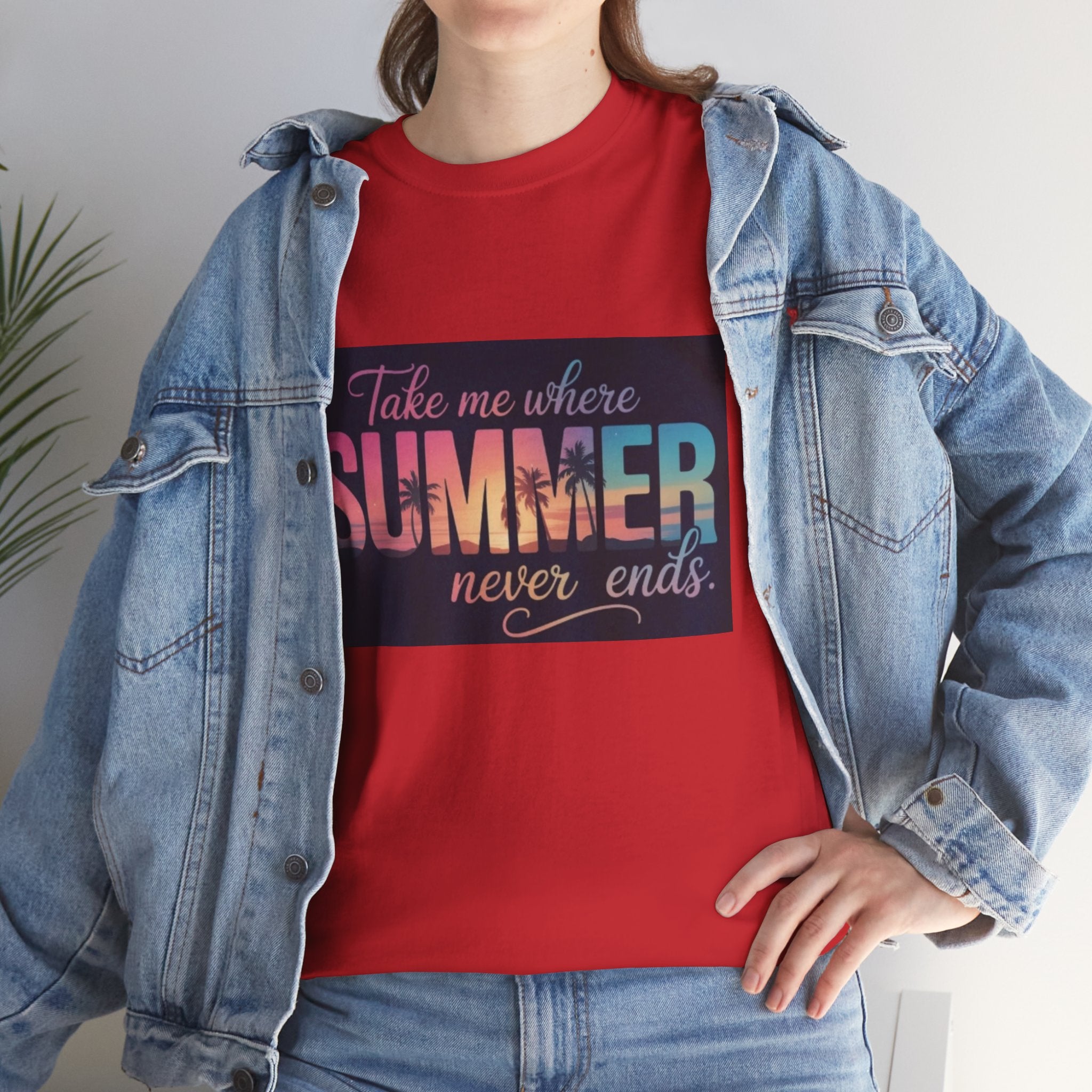 T-Shirt — "Take Me Where Summer Never Ends" Retro Beach Vibes