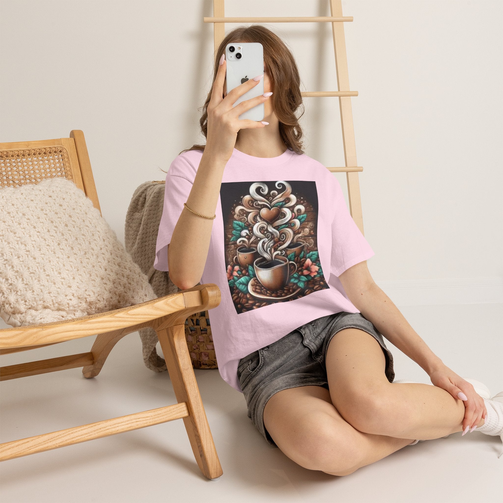 Coffee Cup T-Shirt — Whimsical Steaming Heart Coffee Design