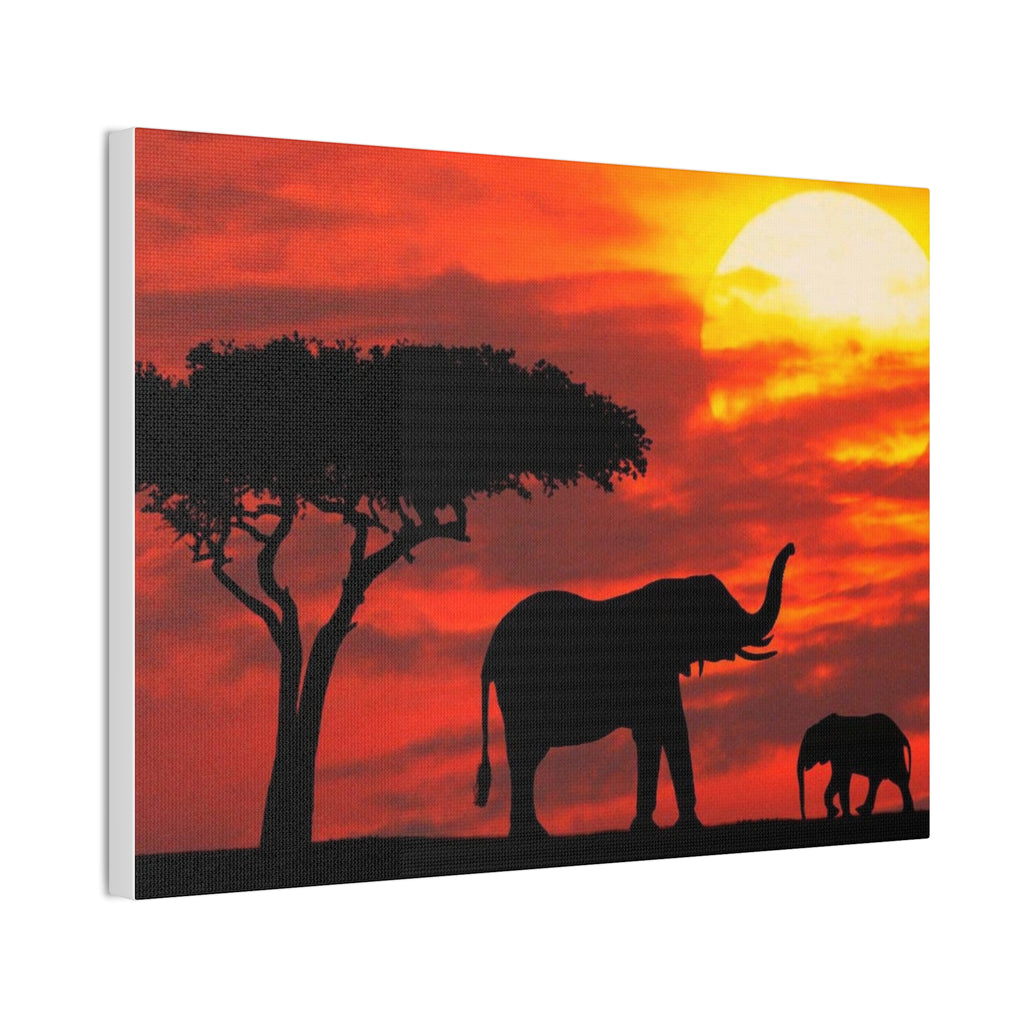 Elephant Sunset Canvas Print — African Safari Wall Art