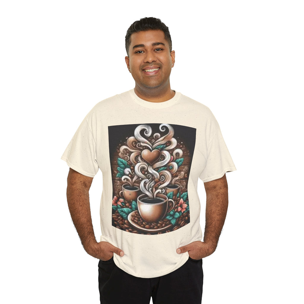 Coffee Cup T-Shirt — Whimsical Steaming Heart Coffee Design