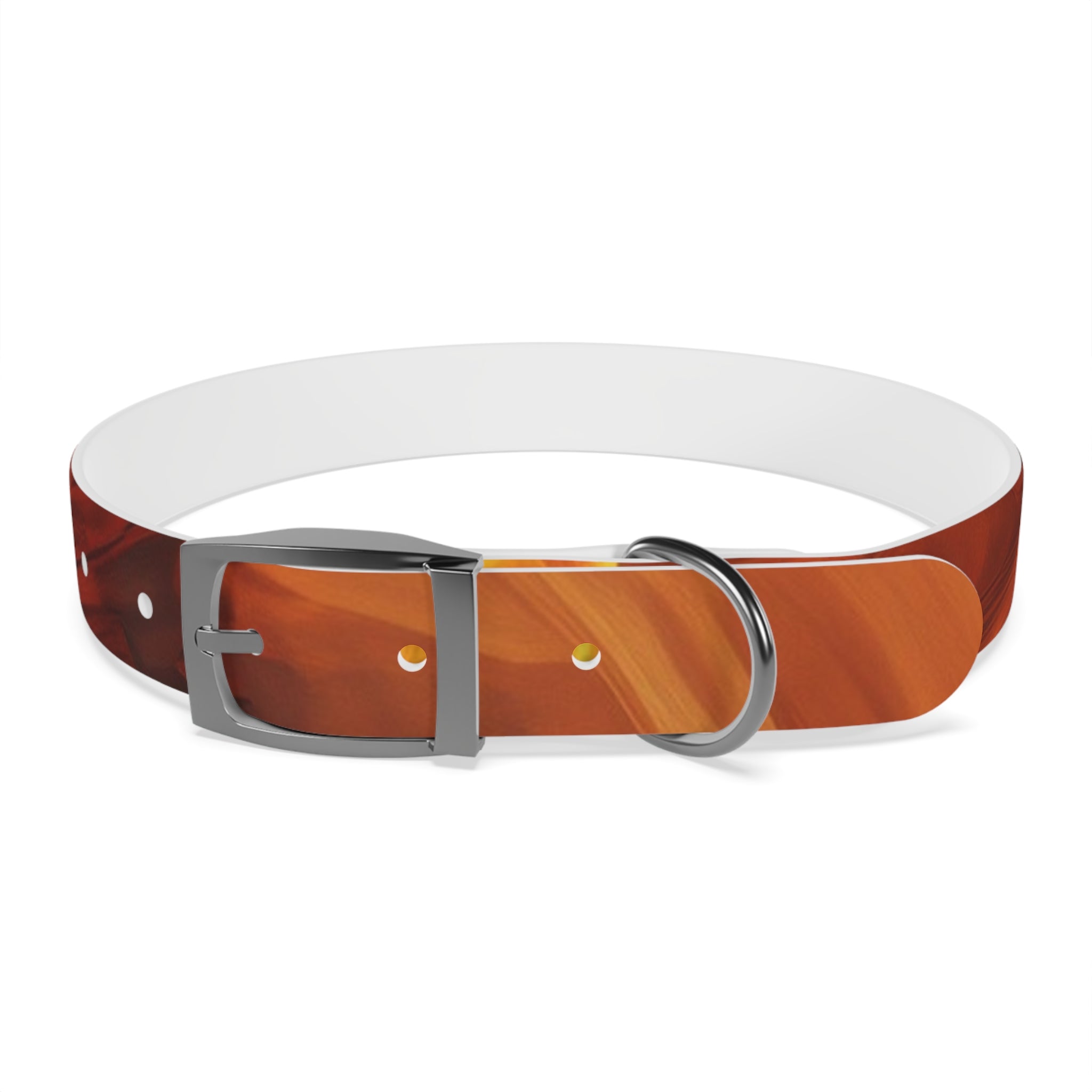 Amber Swirl Dog Collar — Warm Brown Abstract Pattern