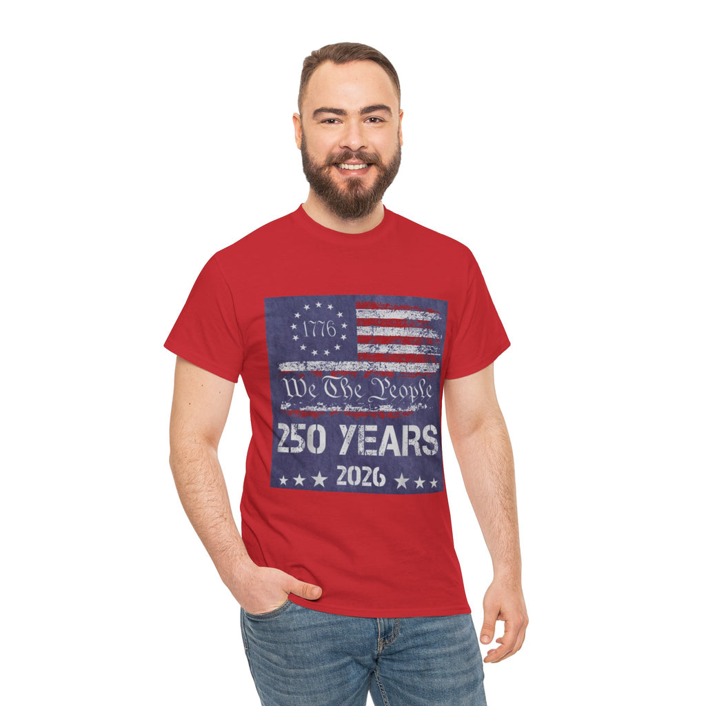 T-Shirt — Vintage 'We The People 250 Years 2026' Patriotic American Flag Tee