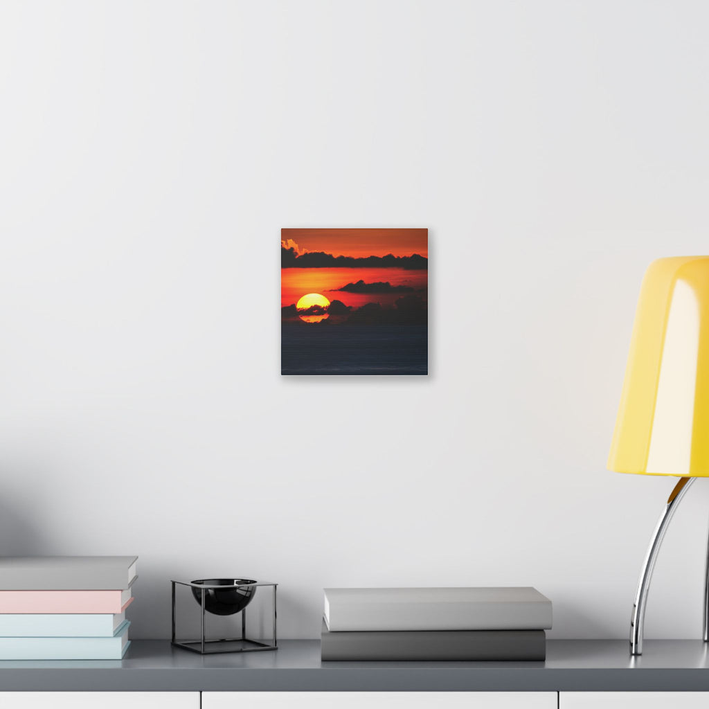 Sunset Ocean Canvas Print — Dramatic Red Sunset Wall Art