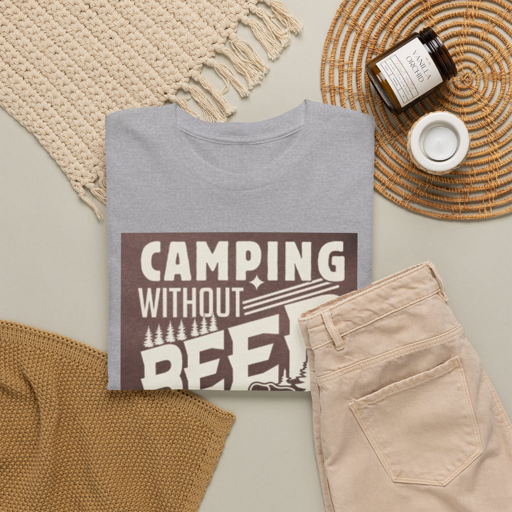 Camping Beer T-Shirt — "Camping Without Beer Is Just Sitting in the Woods" Outdoor Campfire Tee