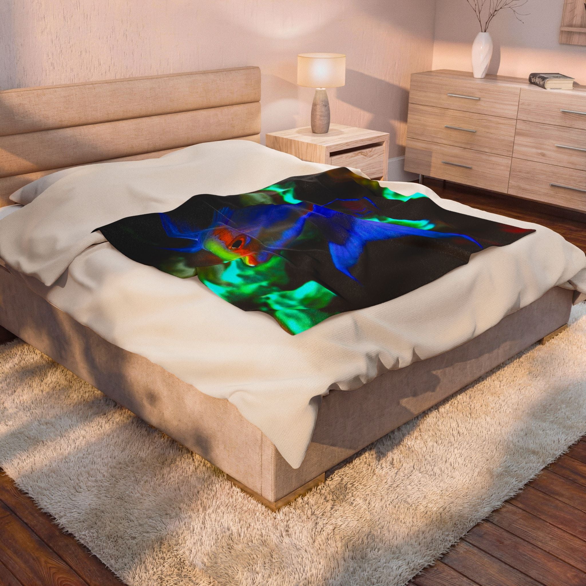 Tropical Fish Velveteen Plush Blanket — Vibrant Aquarium Throw for Ocean Lovers