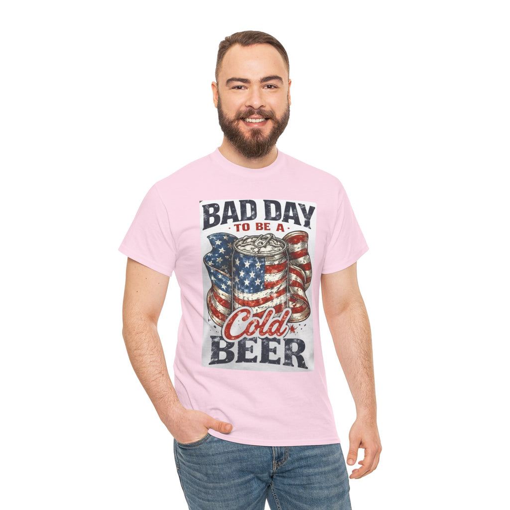 Bad Day to Be a Cold Beer T-Shirt — American Flag Beer Can Graphic Tee