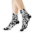 Monochrome Leopard Print Crew Socks — Black & White Animal Pattern
