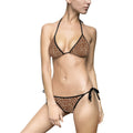 Bikini — Brown Fawn Spot Print Triangle Tie-Side Swimsuit