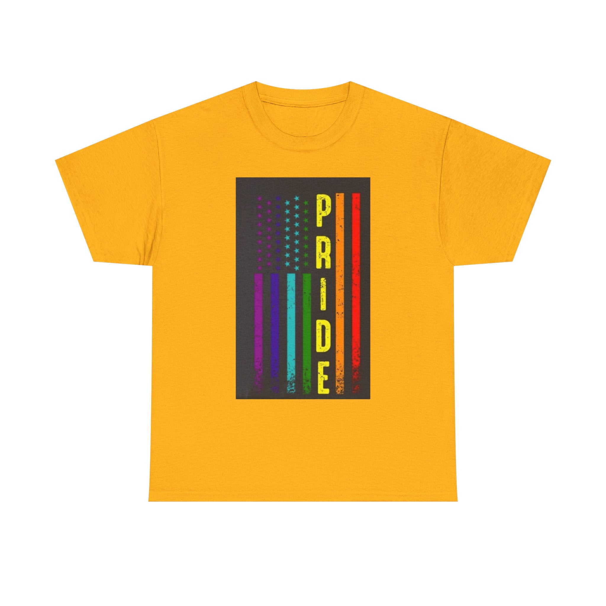 Pride Rainbow Flag Tee — Vertical "PRIDE" Graphic T-Shirt