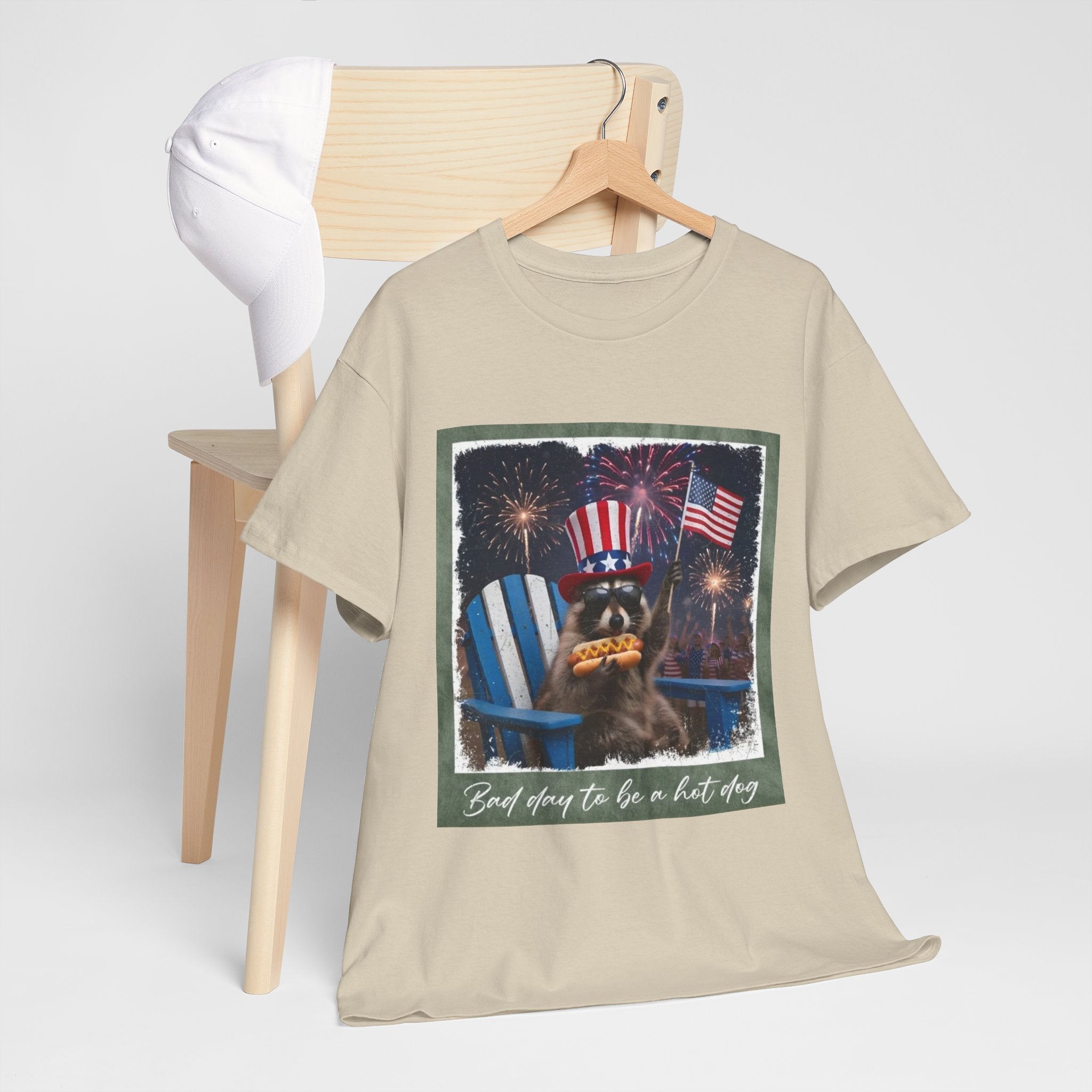 Patriotic Uncle Sam Bear T-Shirt — 'God Spares Us to Be a Hot Dog' 4th of July Tee