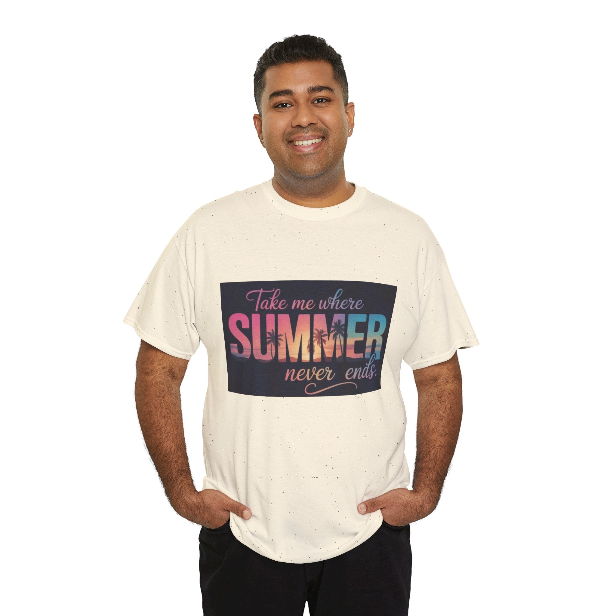 T-Shirt — "Take Me Where Summer Never Ends" Retro Beach Vibes