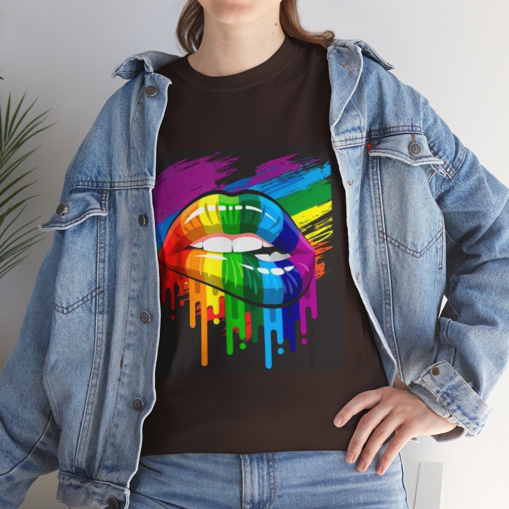 T-Shirt — Rainbow Drip Lips Pride Graphic Tee