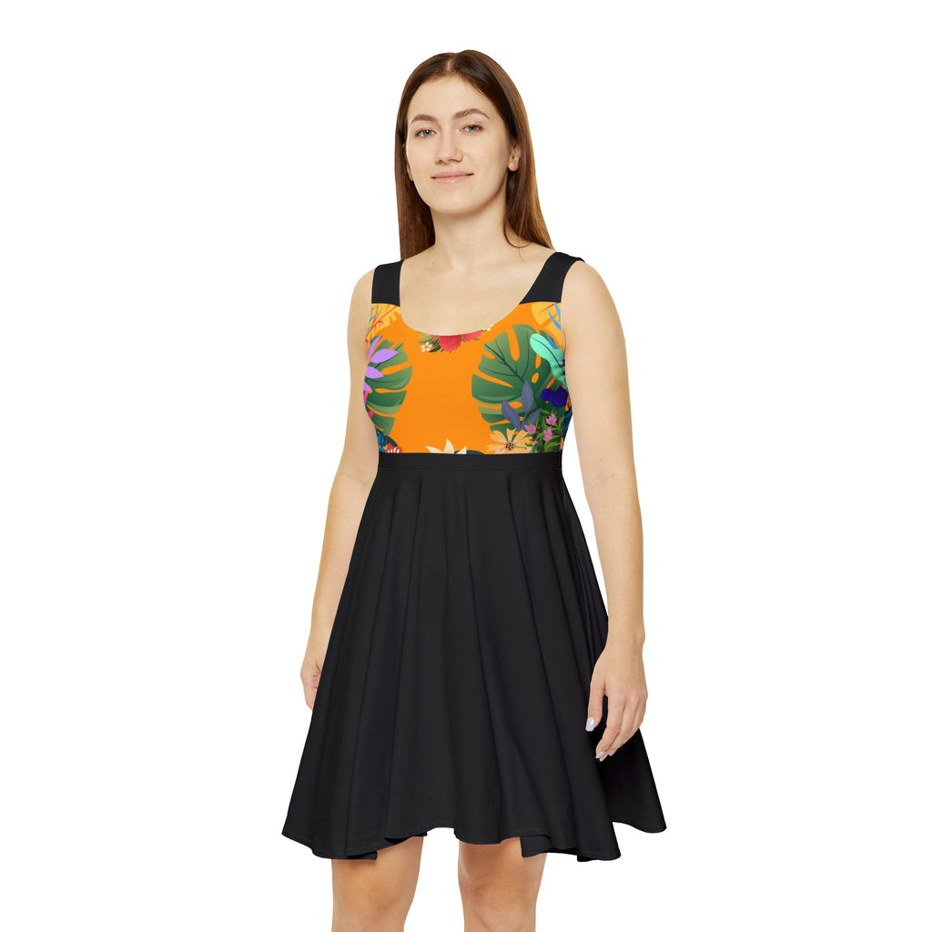Tropical Floral Skater Dress — Colorful Botanic Print