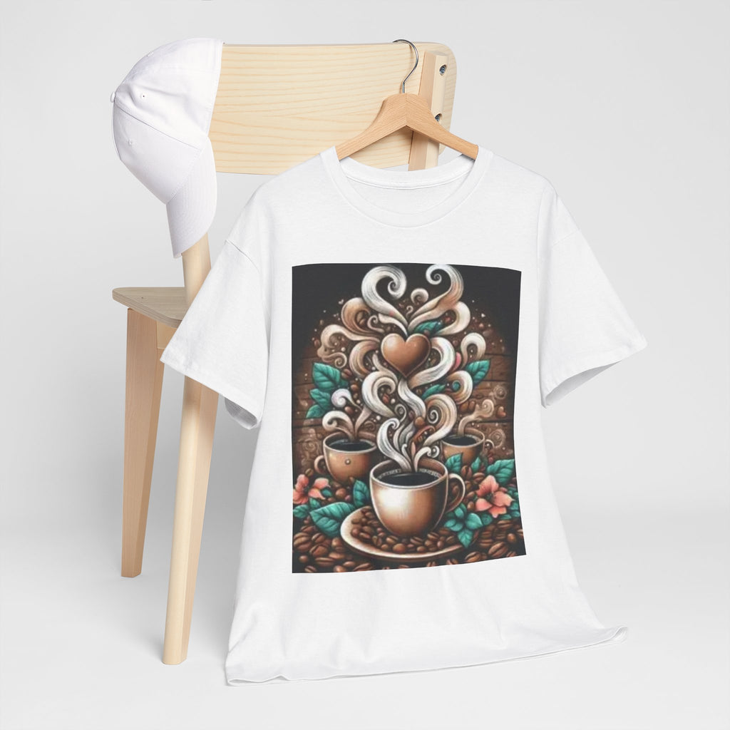 Coffee Cup T-Shirt — Whimsical Steaming Heart Coffee Design