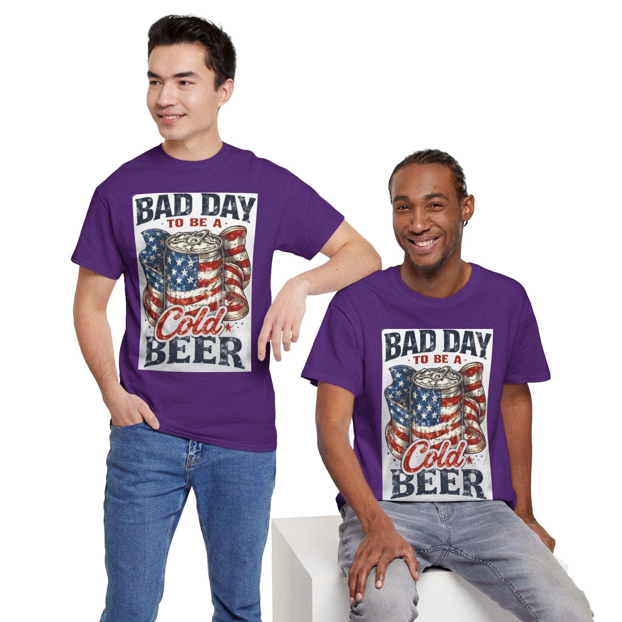 Bad Day to Be a Cold Beer T-Shirt — American Flag Beer Can Graphic Tee