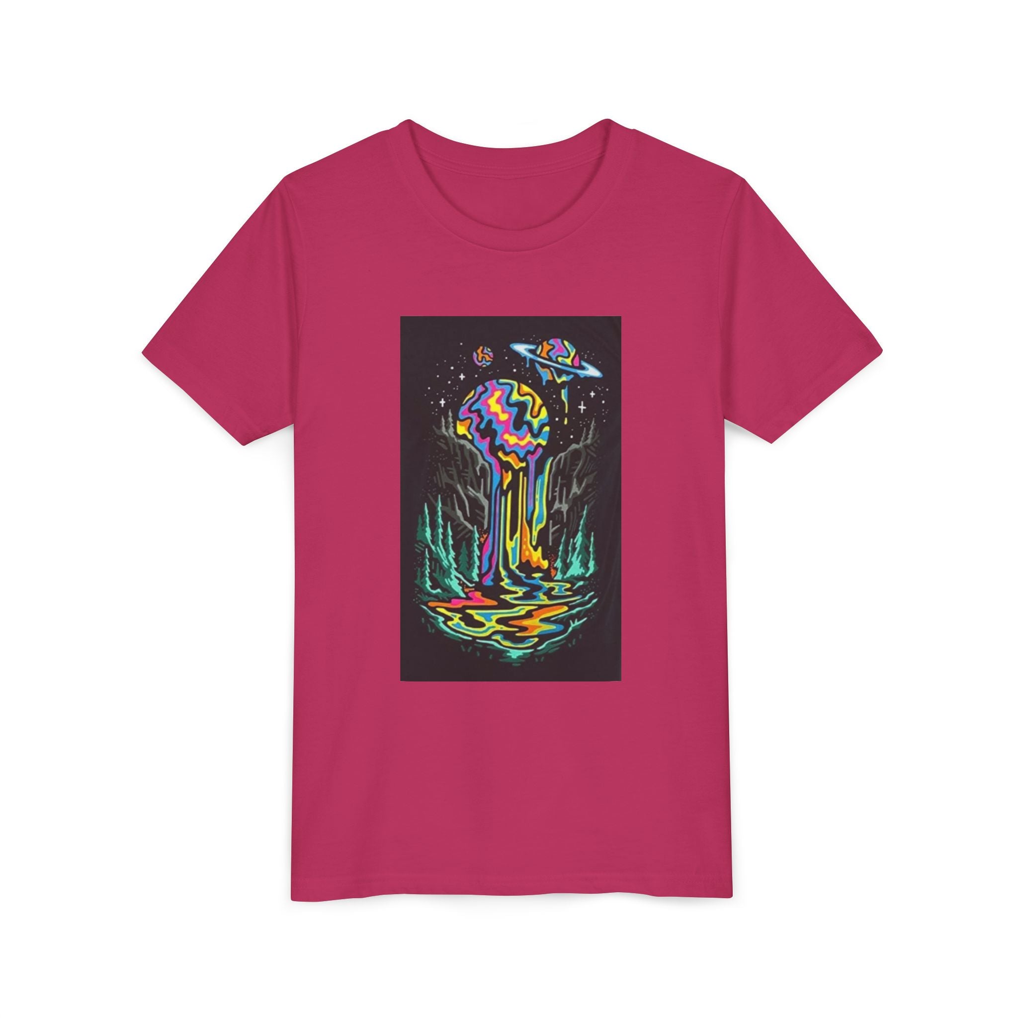 Youth Tee — Neon Drip Planet Space Graphic