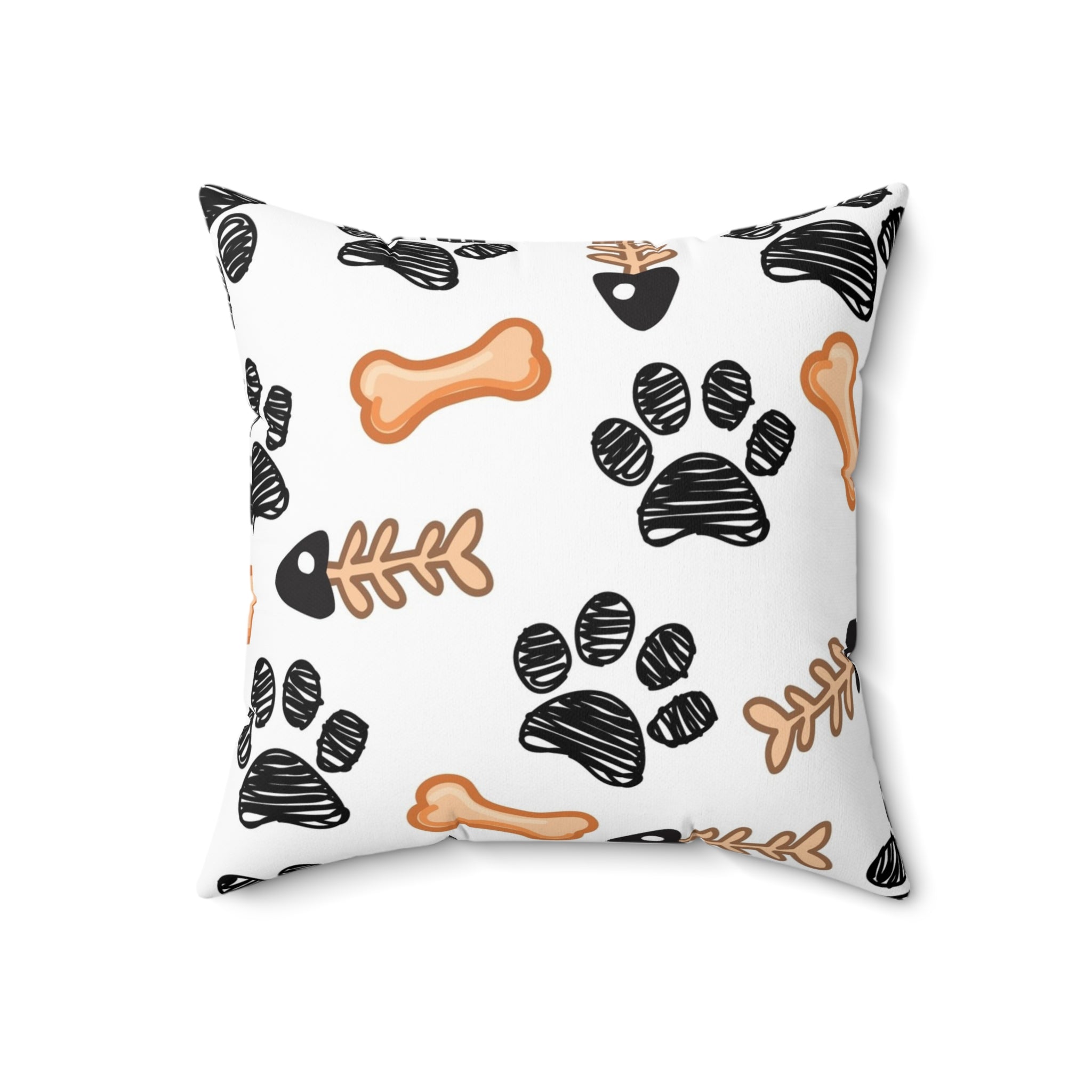 Dog Paw & Bones Decorative Throw Pillow — Pet Lover