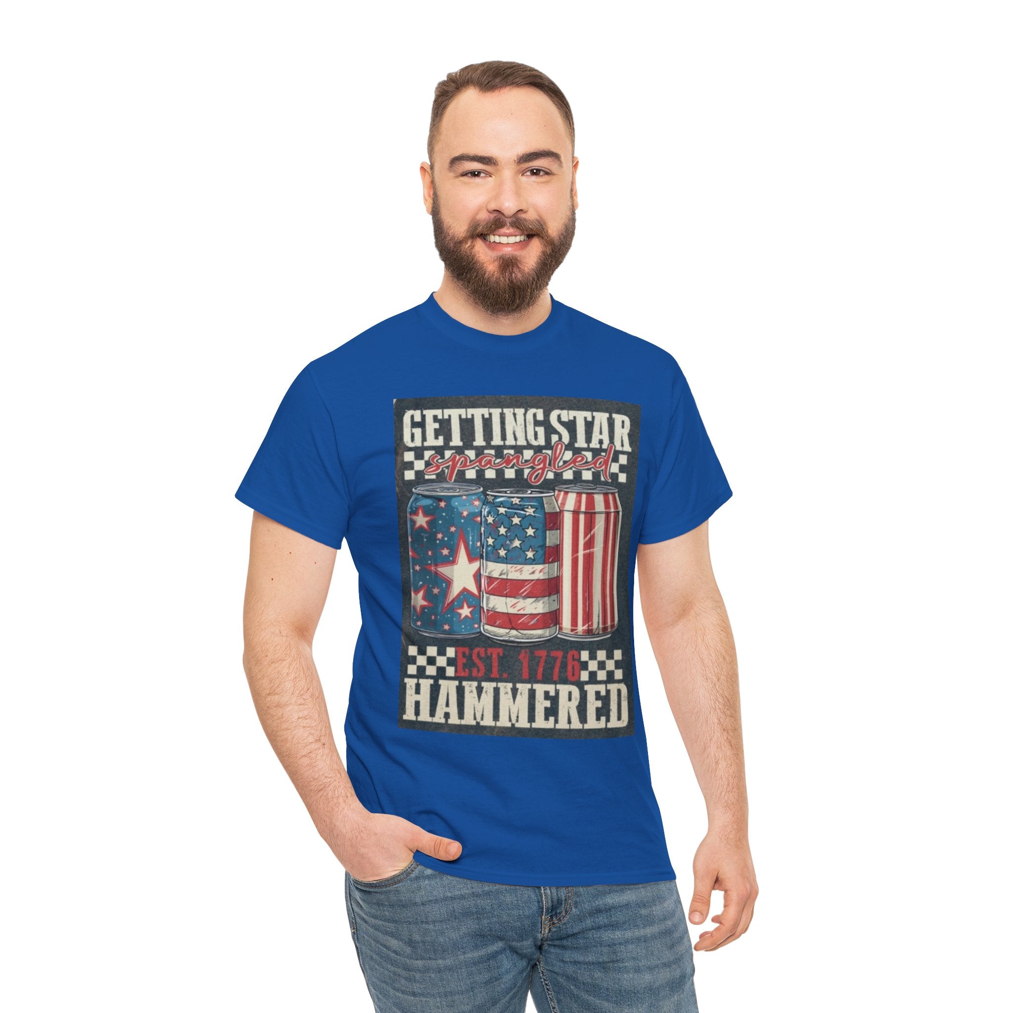 Getting Star Hammered Tee — Patriotic 4th of July Beer Can T-Shirt (Est. 1776)