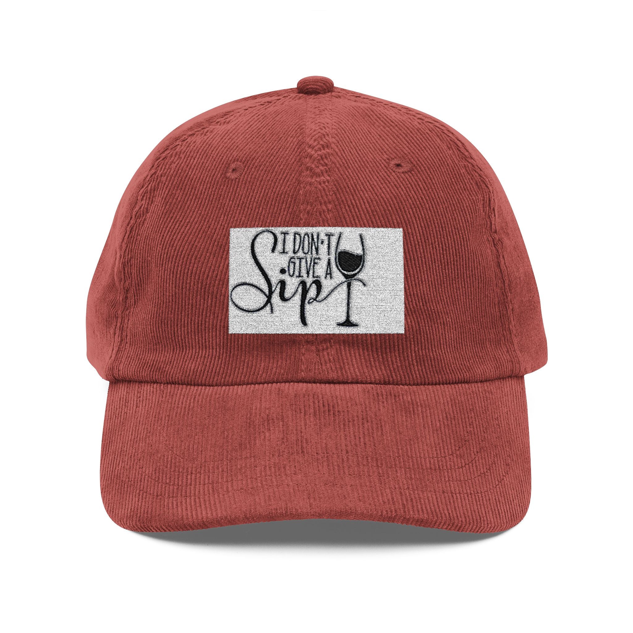 Vintage Corduroy Cap — Embroidered ‘Sip’ Wine Lover Baseball Hat