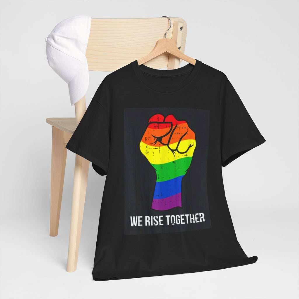 We Rise Together Rainbow Fist T-Shirt