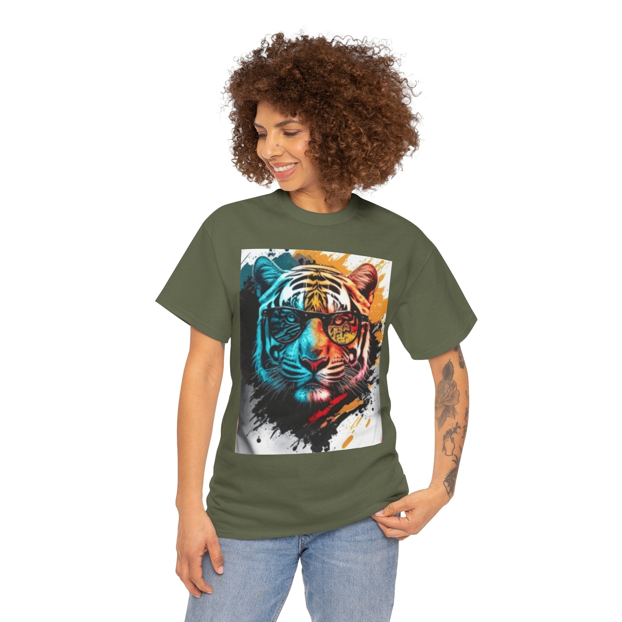 Tiger Portrait T-Shirt — Colorful Abstract Tiger Face Tee