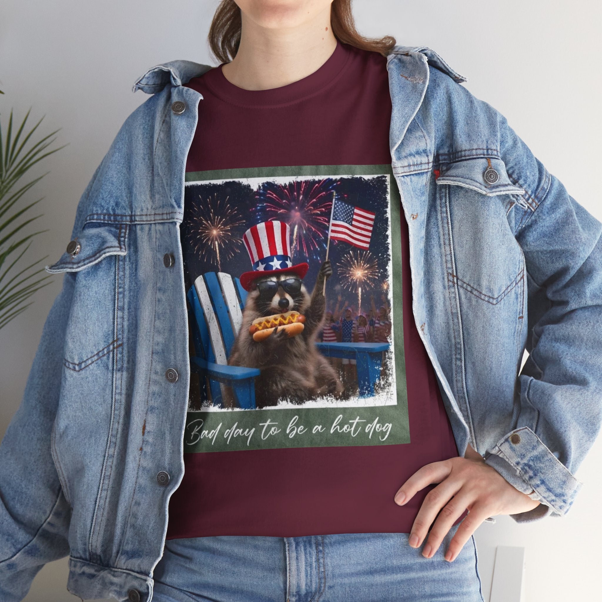 Patriotic Uncle Sam Bear T-Shirt — 'God Spares Us to Be a Hot Dog' 4th of July Tee