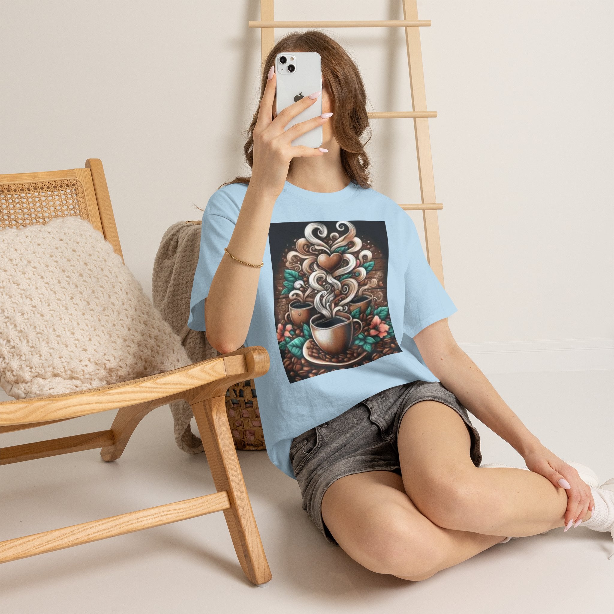 Coffee Cup T-Shirt — Whimsical Steaming Heart Coffee Design