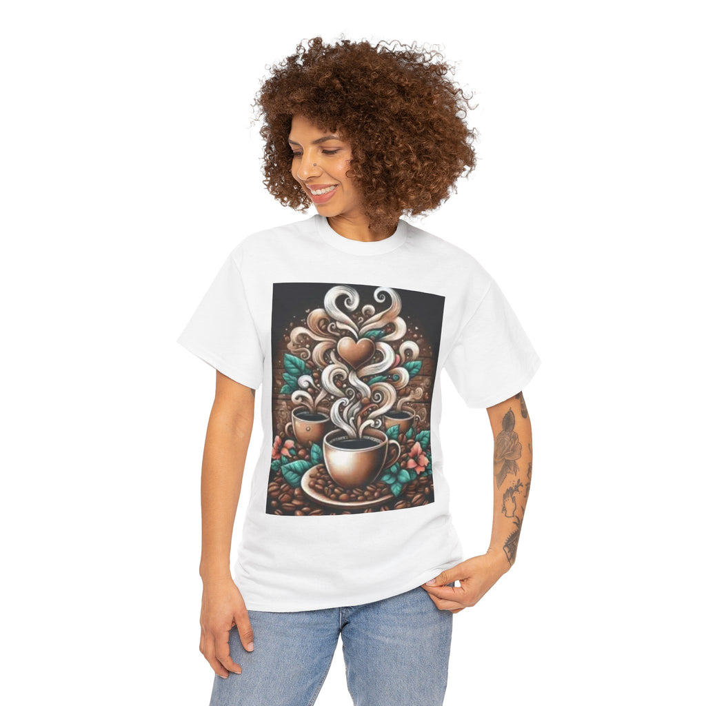 Coffee Cup T-Shirt — Whimsical Steaming Heart Coffee Design