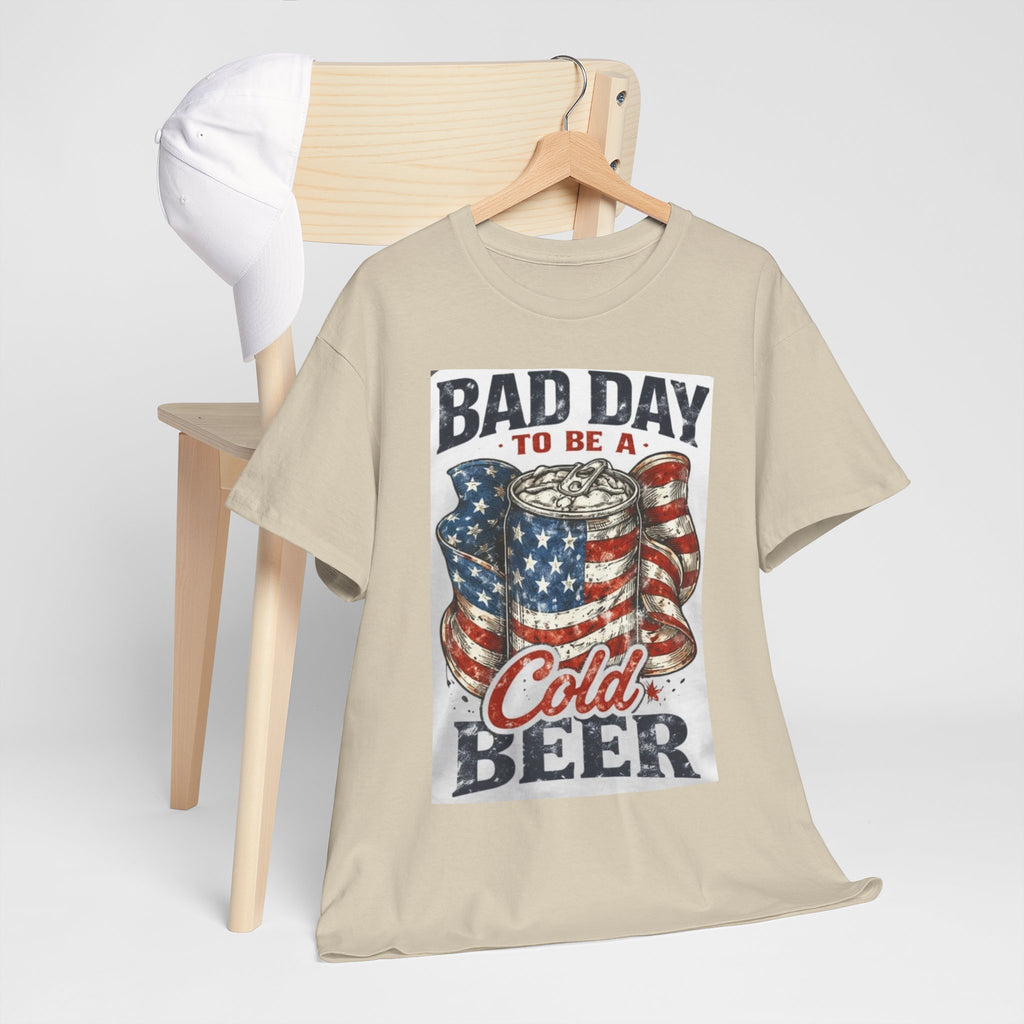 Bad Day to Be a Cold Beer T-Shirt — American Flag Beer Can Graphic Tee