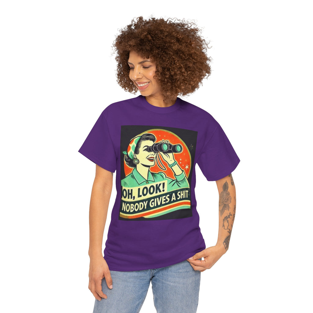 Graphic Tee — "Oh, Look! Nobody Gives a Shit" Retro Binoculars Design
