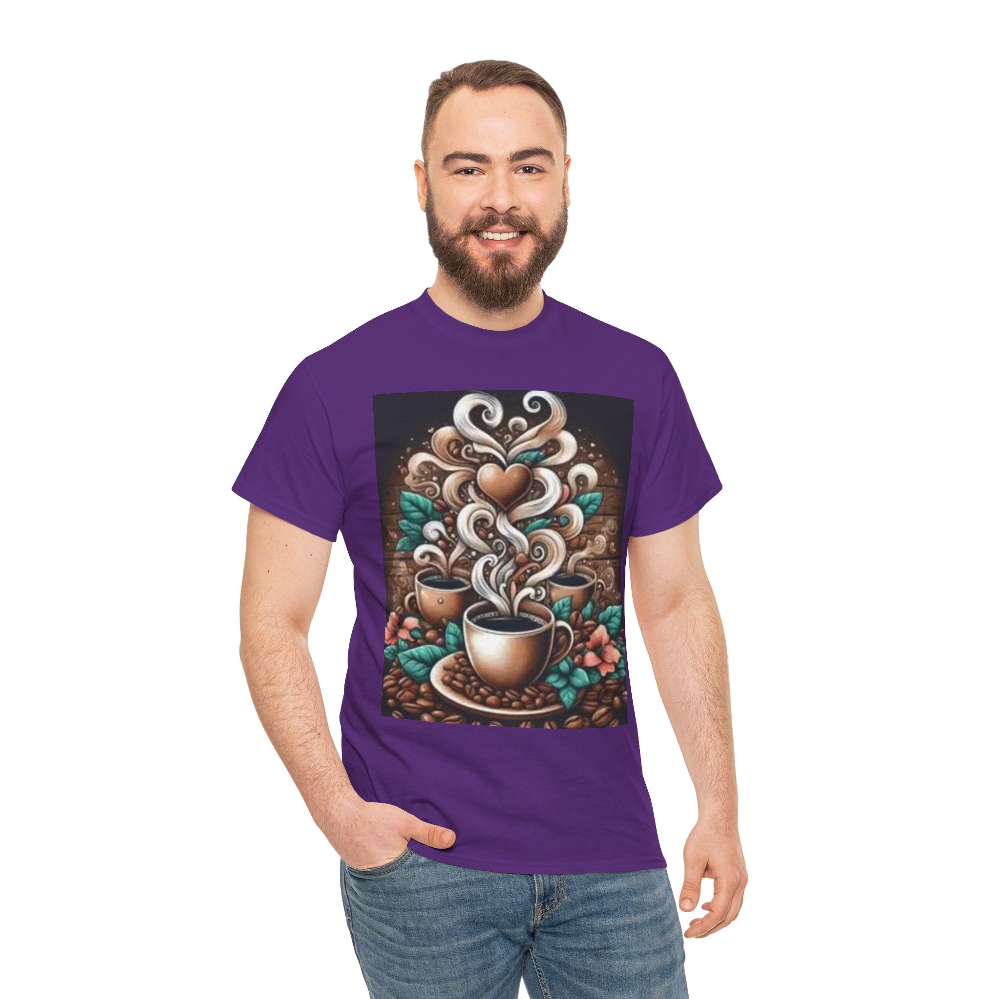 Coffee Cup T-Shirt — Whimsical Steaming Heart Coffee Design