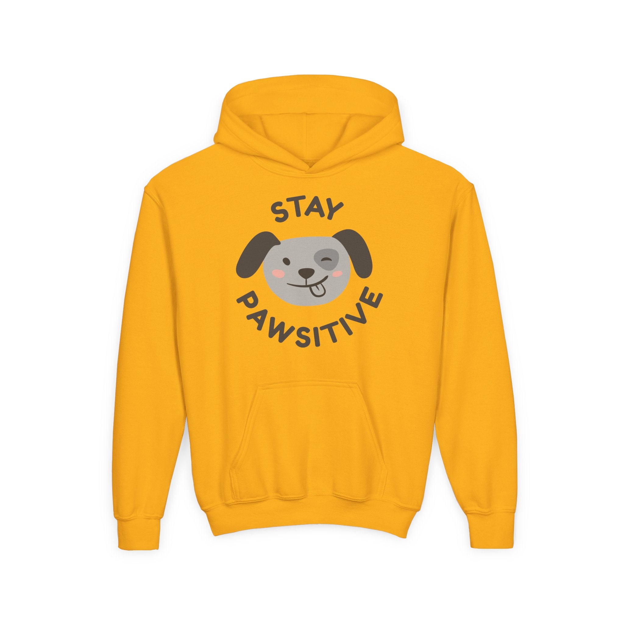 Stay Pawsitive Youth Hoodie – Cute Dog Graphic Kids Sweatshirt