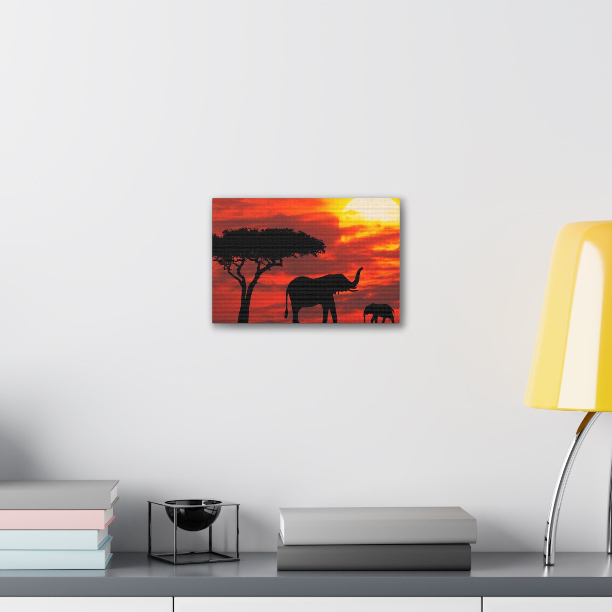 Elephant Sunset Canvas Print — African Safari Wall Art