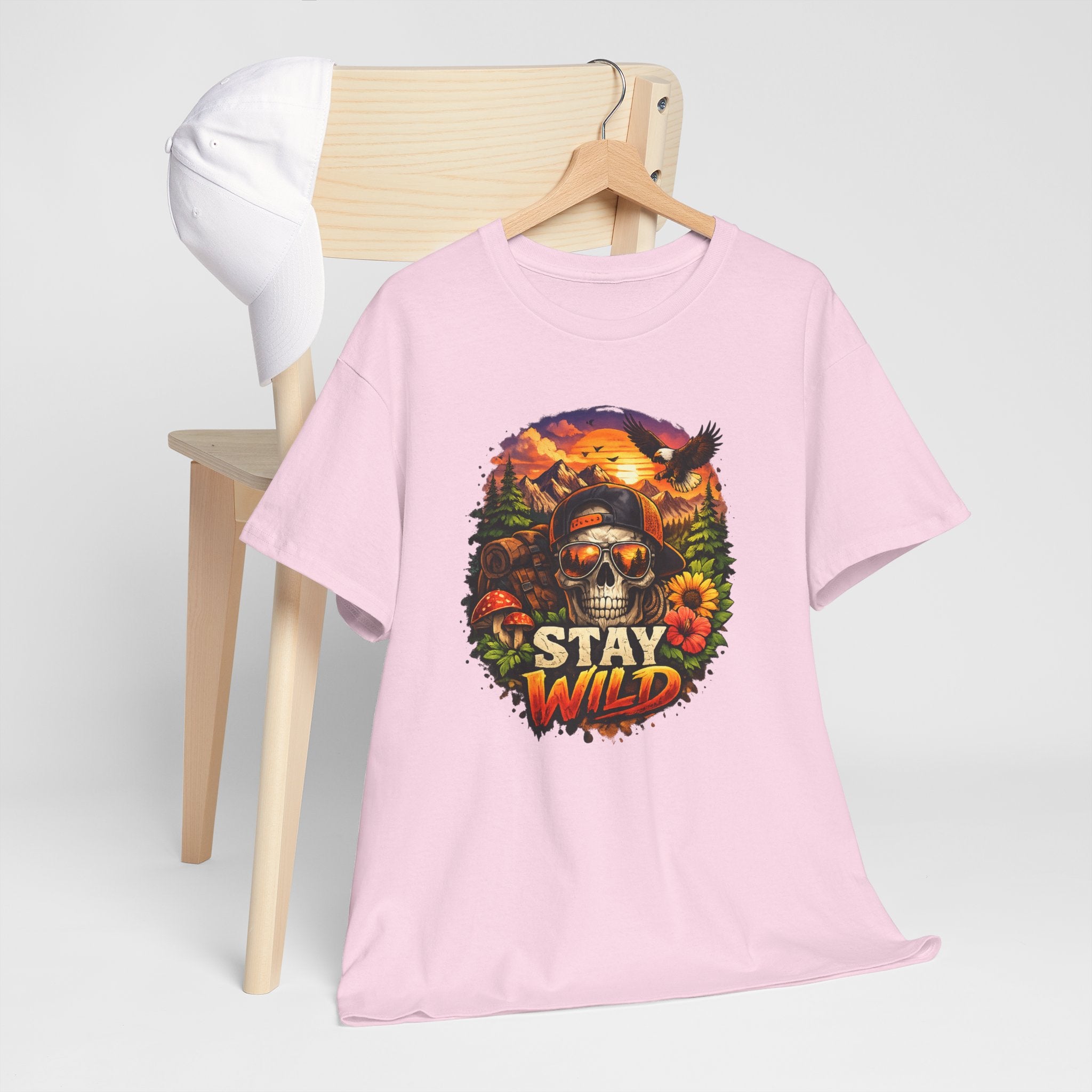 Stay Wild Skull Tee — Vintage Sunset Skull & Sunflower Graphic T-Shirt